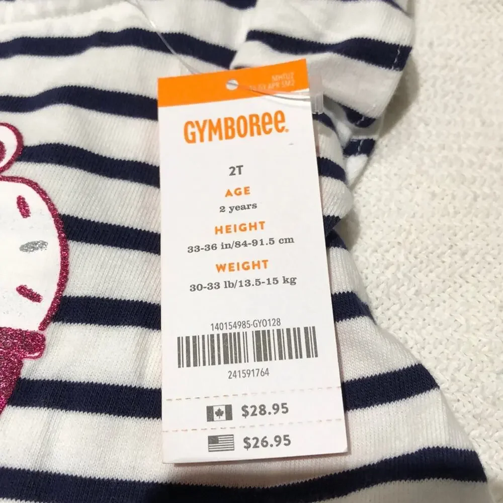 Gymboree 2 ice cream dress cotton navy white stri…